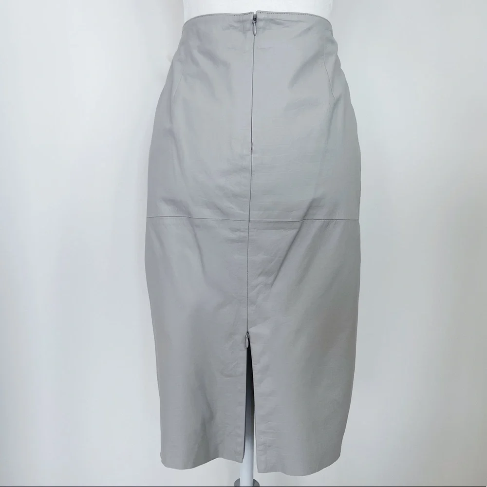 NWT By MALENE BIRGER Gray Embossed Leather Pencil Skirt - Picture 9 of 13